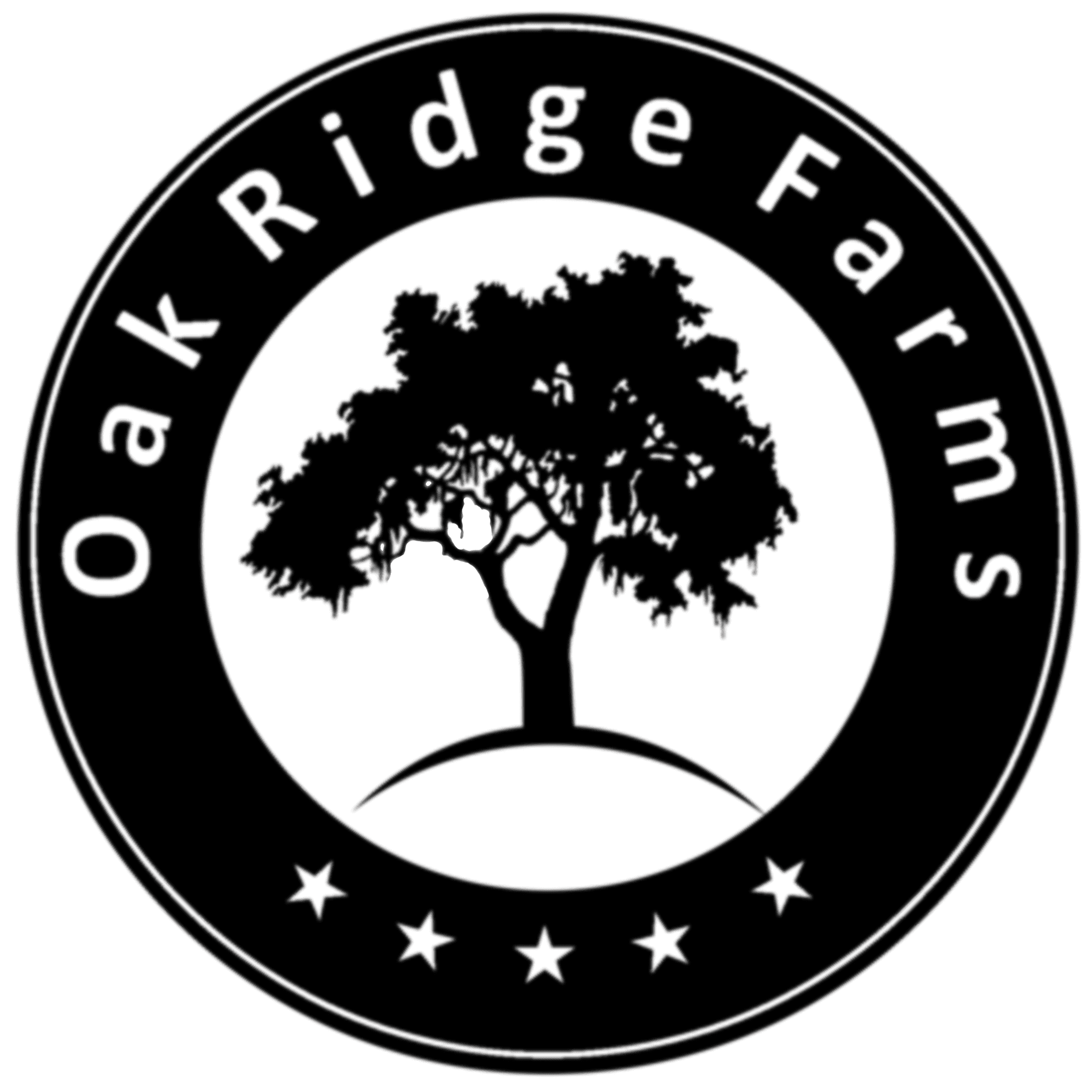 Logo of Oak Ridge Farms featuring a stylized tree within a circular design.